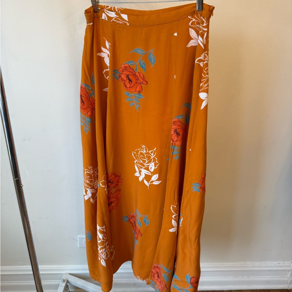 Women's Floral Maxi Skirt - Burnt Orange